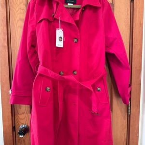 Chico's hooded and belted Red Trench Coat